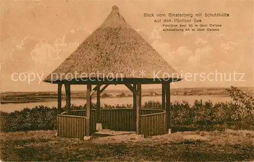 AK / Ansichtskarte Poenitz_See Blick vom Ginsterberg mit Schutzhuette Poenitzer See Poenitz_See