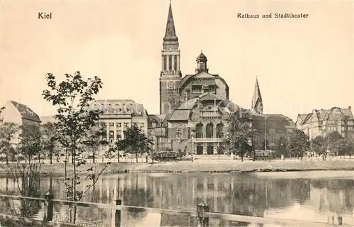 AK / Ansichtskarte Kiel Rathaus und Stadttheater Kiel