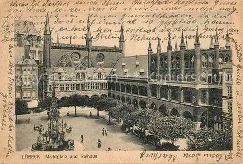 AK / Ansichtskarte Luebeck Marktplatz und Rathaus Luebeck