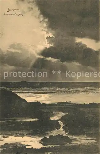 AK / Ansichtskarte Borkum_Nordseebad bei Sonnenuntergang Borkum_Nordseebad