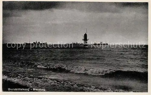 AK / Ansichtskarte Brunsbuettelkoog Leuchtturm in der Brandung Brunsbuettelkoog