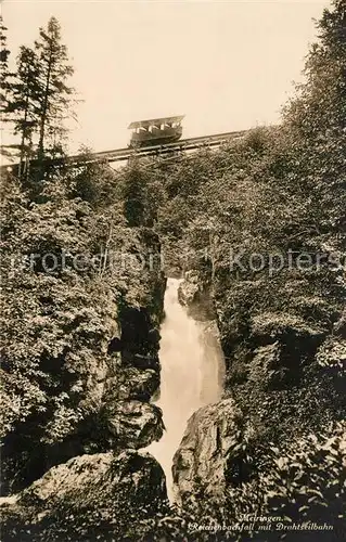 AK / Ansichtskarte Meiringen_BE Reichenbachfall mit Drahtseilbahn Meiringen BE