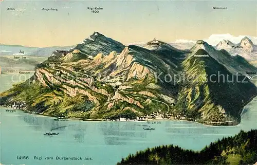AK / Ansichtskarte Rigi Blick vom Buergenstock mit Weggis und Vitznau Rigi
