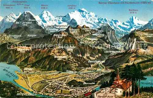 AK / Ansichtskarte Berner_Oberland mit Harderkulm und Interlaken Brienzer See und Thuner See Berner_Oberland