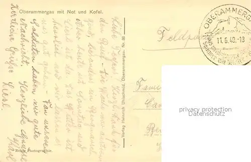 AK / Ansichtskarte Oberammergau mit Not und Kofel Oberammergau