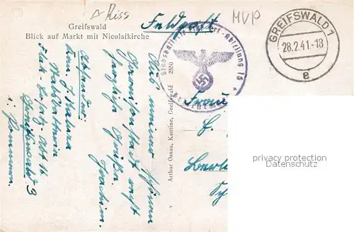AK / Ansichtskarte Greifswald Blick auf Markt und Nicolaikirche Greifswald