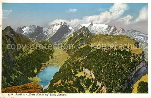 AK / Ansichtskarte Saentis_AR Blick vom Hohen Kasten auf Saentis und Altmann Saentis_AR