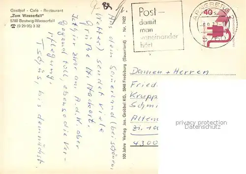 Bestwig Gasthaus Cafe Restaurant Zum Wasserfall Bestwig