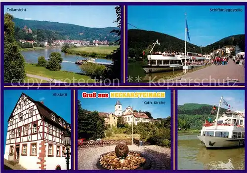 AK / Ansichtskarte Neckarsteinach Schiffanlegestelle Katholische Kirche  Neckarsteinach