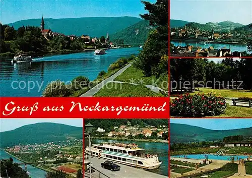 AK / Ansichtskarte Neckargemuend Motorschiff Freibad  Neckargemuend