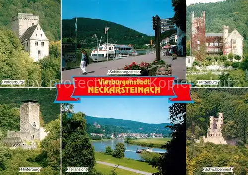 AK / Ansichtskarte Neckarsteinach Schiffanlegestelle Schwalbennest Mittelburg Hinterburg Neckarsteinach