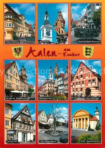 AK / Ansichtskarte Aalen Altes Rathaus katholische Salvatorkirche Marktbrunnen Aalen