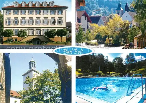 AK / Ansichtskarte Bad_Boll Schwimmbad Kirche Bad_Boll