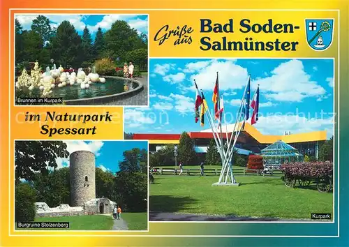 AK / Ansichtskarte Bad_Soden Salmuenster Burgruine Stolzenberg Kurpark Bad_Soden Salmuenster