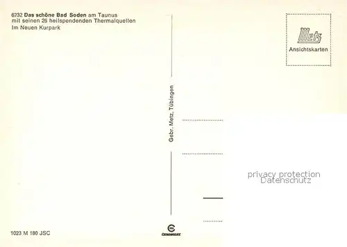 AK / Ansichtskarte Bad_Soden_Taunus Kurpark Bad_Soden_Taunus