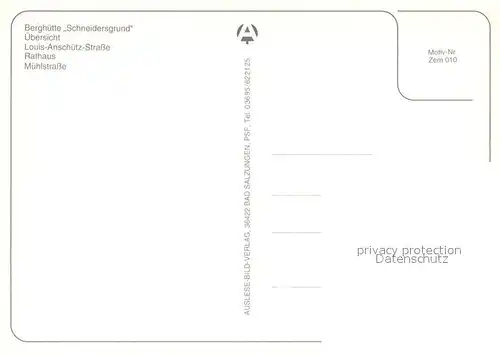 AK / Ansichtskarte Zella Mehlis Berghuette Schneidersgrund Louis Anschuetz Strasse Muehlstrasse  Zella Mehlis