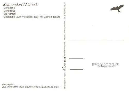 AK / Ansichtskarte Ziemendorf Dorfkirche Dorfstrasse Gaststaette Zum Vierlaender Eck Gemeindebuero Ziemendorf