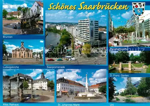 AK / Ansichtskarte Saarbruecken Saarpromenade Bahnhofsstrasse Uni Ludwigskirche  Saarbruecken