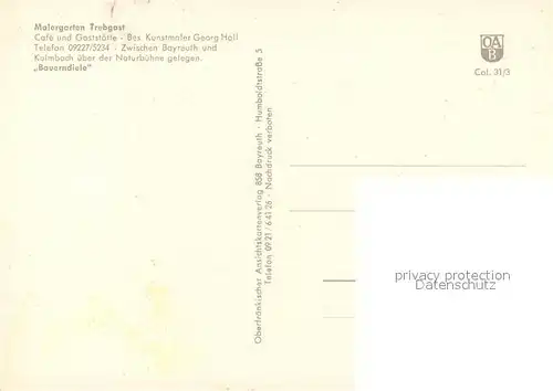 AK / Ansichtskarte Trebgast Malergarten Bauerndiele Trebgast