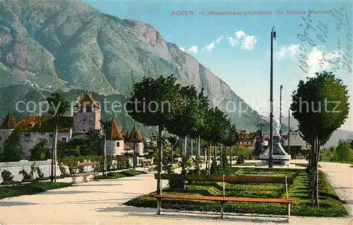AK / Ansichtskarte Bozen_Suedtirol Wassermauerpromenade Schloss Maretsch Bozen Suedtirol