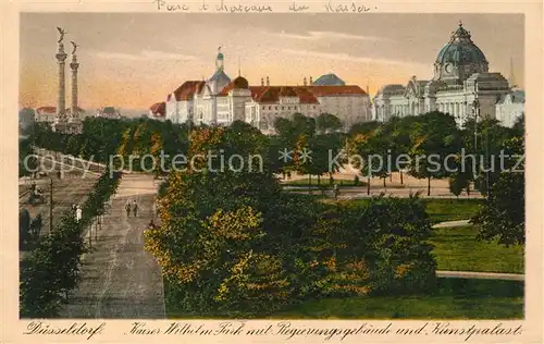 AK / Ansichtskarte Duesseldorf Kaiser Wilhelm Park Regierungsgebaeude Kunstpalast Duesseldorf