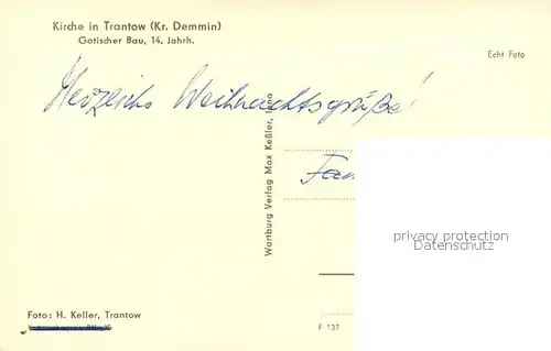 AK / Ansichtskarte Trantow Kirche Trantow