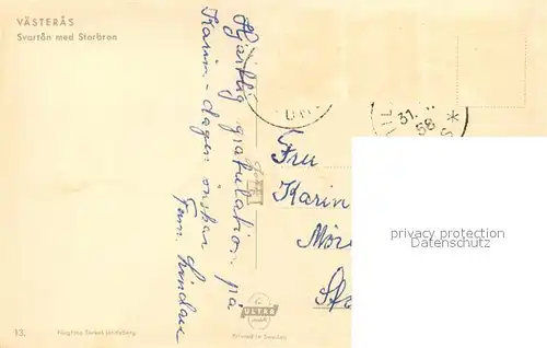 AK / Ansichtskarte Vaesteras Svartan Storbron Vaesteras