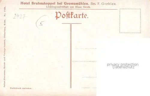 AK / Ansichtskarte Gremsmuehlen Hotel Bruhnskoppel Gremsmuehlen