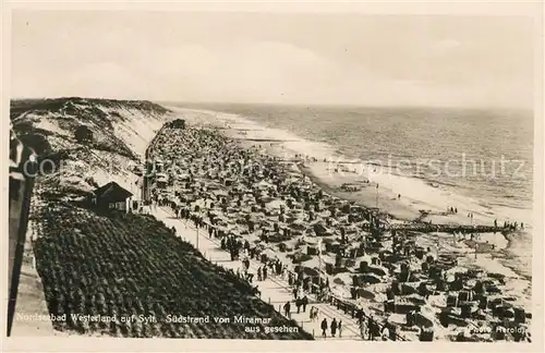 AK / Ansichtskarte Westerland_Sylt Suedstrand vom Miramar aus gesehen Nordseebad Westerland_Sylt