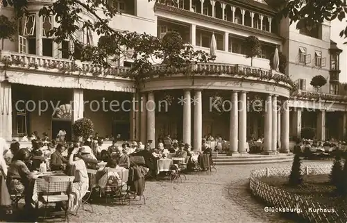 AK / Ansichtskarte Gluecksburg_Ostseebad Kurhaus Restaurant Terrasse Gluecksburg_Ostseebad