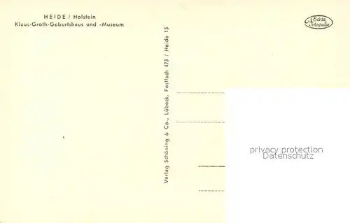 AK / Ansichtskarte Heide_Holstein Klaus Groth Geburtshaus Museum Heide_Holstein