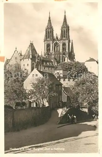 AK / Ansichtskarte Meissen_Elbe_Sachsen Burgtor Dom und Hohlweg Meissen_Elbe_Sachsen