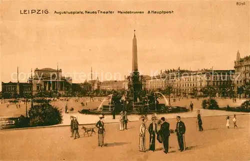 AK / Ansichtskarte Leipzig Augustusplatz Neues Theater Mendebrunnen Hauptpost Leipzig
