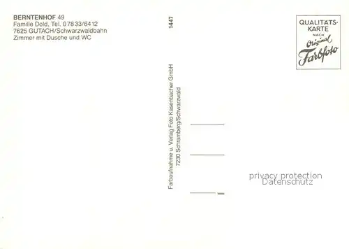 AK / Ansichtskarte Gutach_Schwarzwald Berntenhof Gutach Schwarzwald