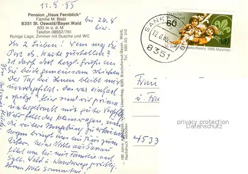 AK / Ansichtskarte St_Oswald Riedlhuette Pension Haus Fernblick St_Oswald Riedlhuette