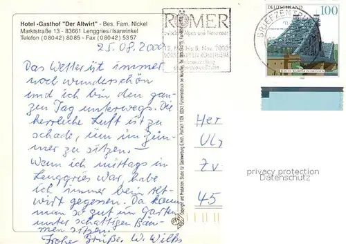 AK / Ansichtskarte Lenggries Hotel Gasthaus Der Altwirt Lenggries