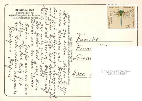 AK / Ansichtskarte Koenigstein_Taunus Klinik der KVB Schwimmbad Koenigstein_Taunus