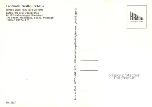 AK / Ansichtskarte Oberkirchen_Sauerland Landhotel Gasthof Schuette Oberkirchen_Sauerland