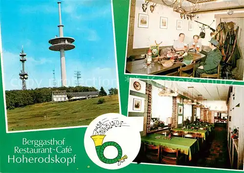 AK / Ansichtskarte Hoherodskopf Berggasthof Restaurant Cafe Sendetuerme Hoherodskopf