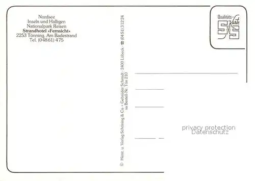 AK / Ansichtskarte Toenning_Nordseebad Strandhotel Fernsicht Toenning_Nordseebad