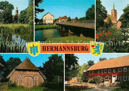 AK / Ansichtskarte Hermannsburg Kirche Scheune Ansichten Hermannsburg