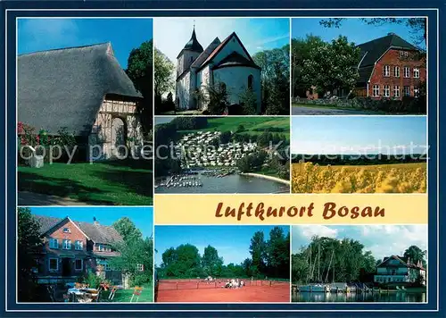 AK / Ansichtskarte Bosau Kirche Campingplatz Bootsanlegestelle  Bosau