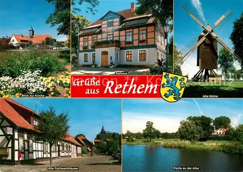 AK / Ansichtskarte Rethem_Aller Rathaus Alte Muehle Fachwerkhaeuser Rethem_Aller