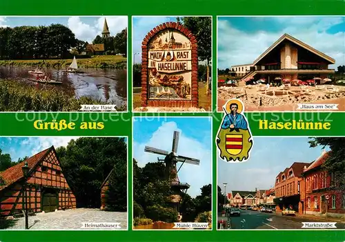 AK / Ansichtskarte Haseluenne Haus am See Muehle Huven Heimathaeuser Marktstrasse Haseluenne