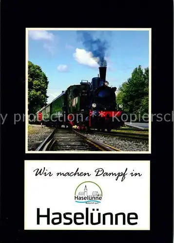AK / Ansichtskarte Haseluenne Dampfeisenbahn Haseluenne