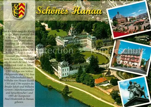 AK / Ansichtskarte Hanau_Main Fliegeraufnahme Schloss Rathaus Denkmal Hanau_Main