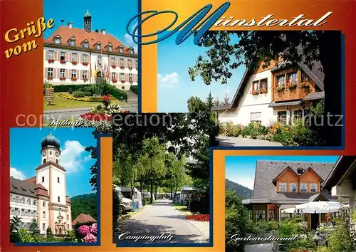 AK / Ansichtskarte Muenstertal_Schwarzwald Campingplatz Rathaus Gartenrestaurant  Muenstertal_Schwarzwald