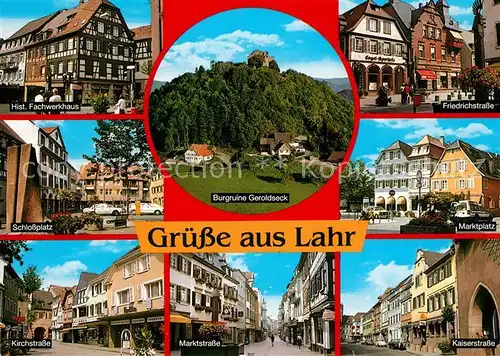 AK / Ansichtskarte Lahr_Baden Fachwerkhaus Schlossplatz Marktplatz Burgruine Geroldseck Lahr_Baden