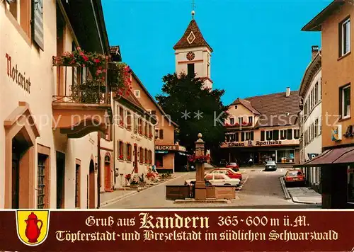 AK / Ansichtskarte Kandern Notariat Brunnen Loewen Apotheke Marktplatz Kandern