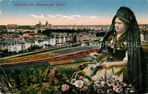 AK / Ansichtskarte Erfurt Stadtpanorama Blumenstadt Trachten Erfurt